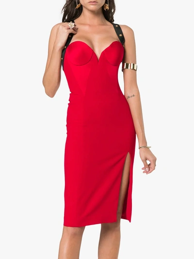 Shop Versace Criss-cross Back Dress In Red