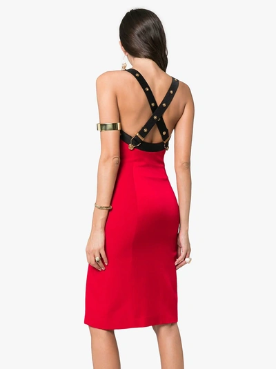 Shop Versace Criss-cross Back Dress In Red