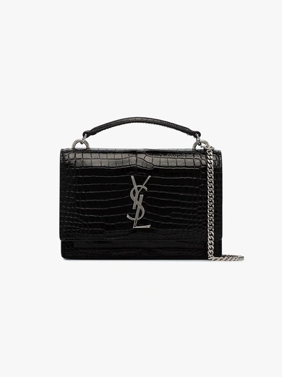 Shop Saint Laurent Sunset Top Handle Bag In 101 - Black