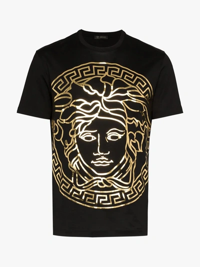 Shop Versace Medusa Print T-shirt In 101 - Black