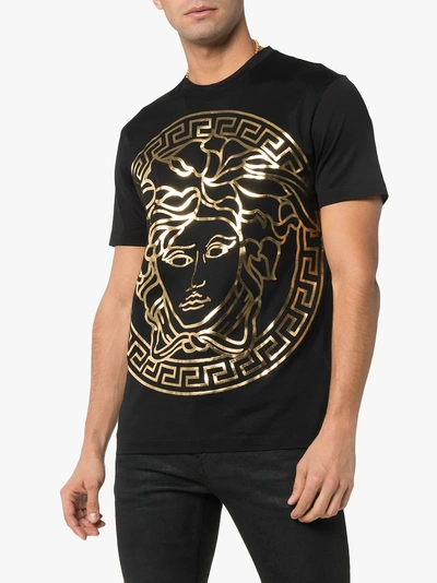Shop Versace Medusa Print T-shirt In 101 - Black