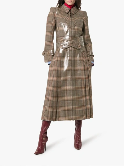 Shop Fendi Check Pvc Coated Trench Coat In Grey