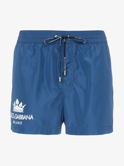 Shop Dolce & Gabbana Badeshorts Mit Kronen-logo In Blue