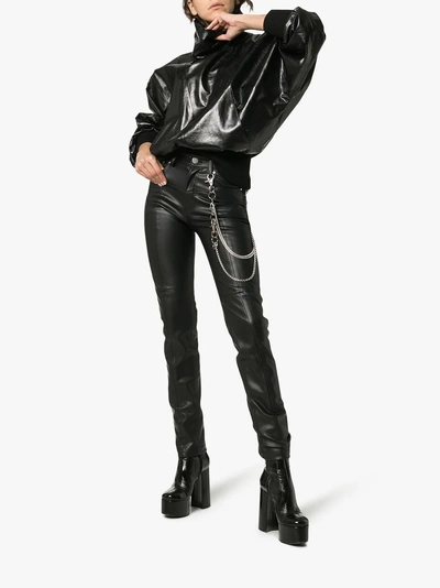 Shop Blindness Faux Leather Slim-fit Trousers In Black