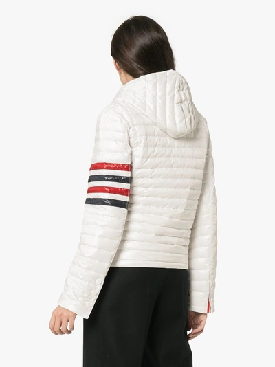 Shop Thom Browne Hooded Quilted Jacket In White