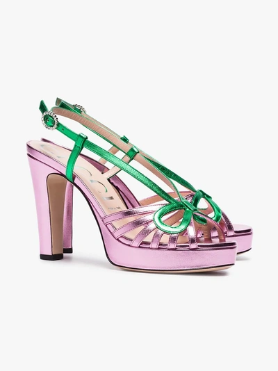 Shop Gucci Metallic Pink 105 Slingback Sandals