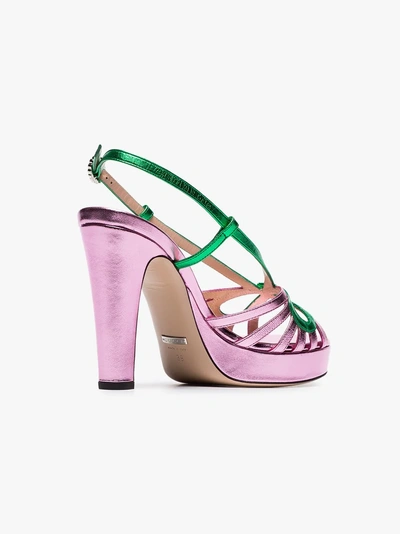 Shop Gucci Metallic Pink 105 Slingback Sandals