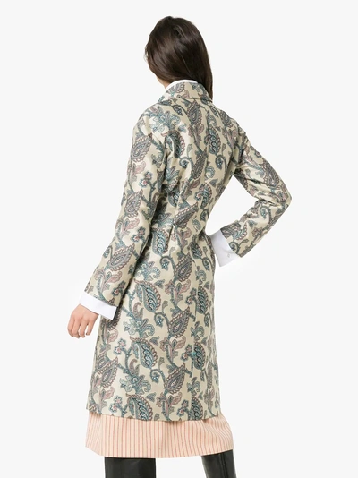 Shop Etro Jacquard Print Single-breasted Coat In 990 Beige Multi