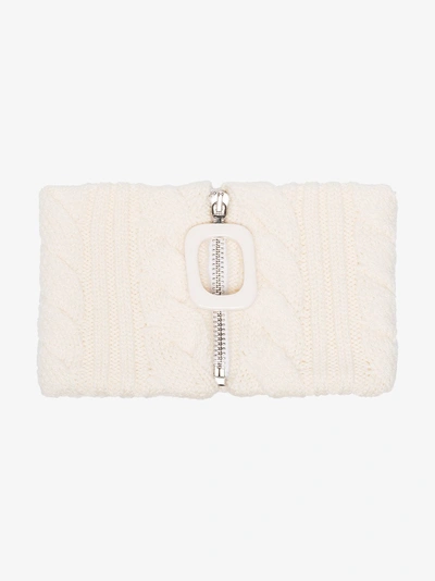 Shop Jw Anderson White Cable Knit Wool Neckband In Nat White Cable