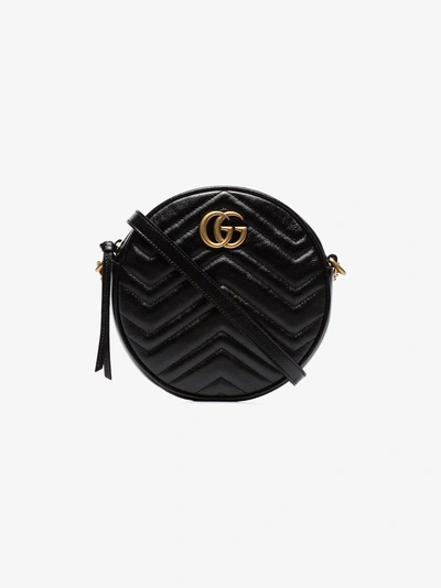 Shop Gucci Black Marmont Quilted Leather Crossbody Bag