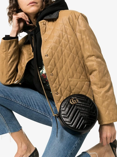 Shop Gucci Black Marmont Quilted Leather Crossbody Bag