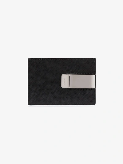 Shop Prada Black Saffiano Leather Card Holder