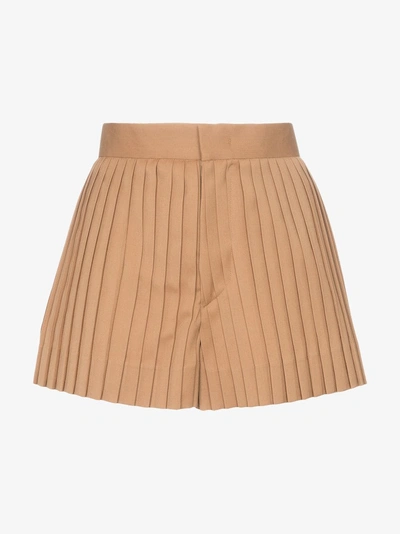 Shop Blindness High Waisted Pleated Wool Shorts In Neutrals