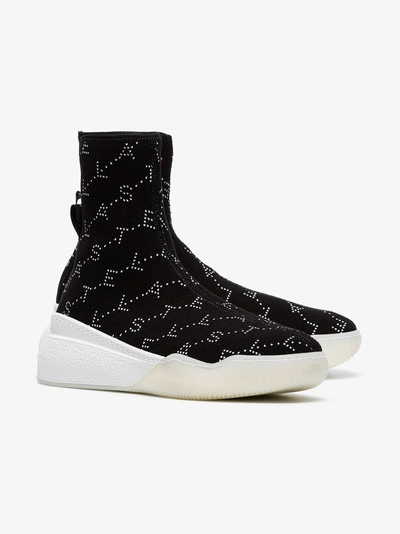 Shop Stella Mccartney Black Loop Logo Embellished Sock Sneakers