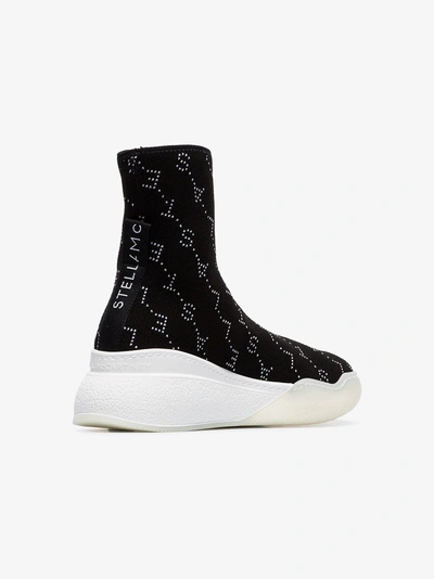 Shop Stella Mccartney Black Loop Logo Embellished Sock Sneakers