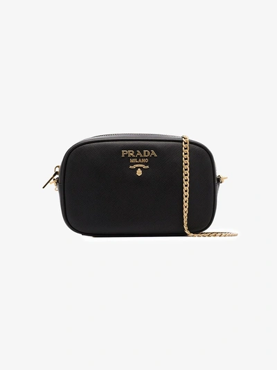 Shop Prada Black Small Chain Strap Leather Belt Bag