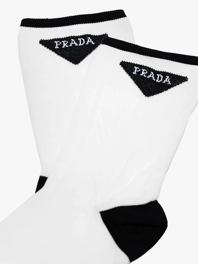 Shop Prada Black And White Technical Logo Nylon Sock