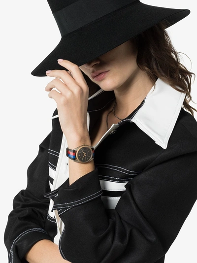 Shop La Californienne 36 Mm Rolex Nuit Tricolour Leather Band Watch In Multicoloured