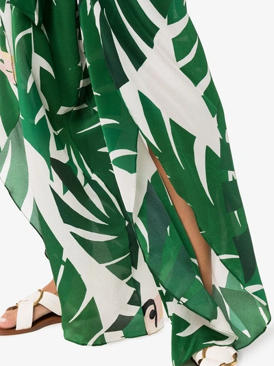 Shop Adriana Degreas Geometric Foliage Pareo Trousers In Green