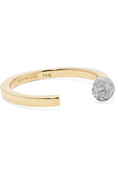 Shop Alison Lou Match Stick 14-karat Gold And Glittered Enamel Ring