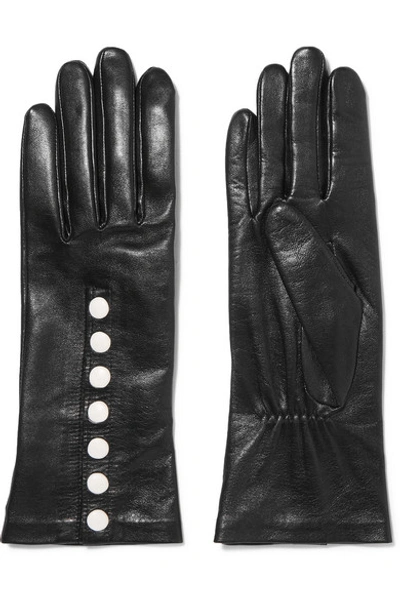 Shop Agnelle Arielle Leather Gloves In Black
