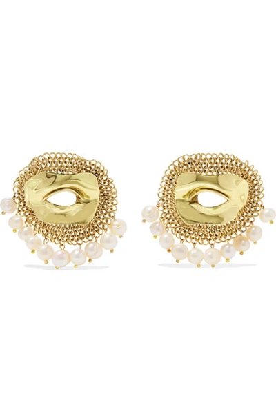 Shop Ellery Pedigree Xl Eye Gold-tone Pearl Earrings