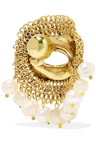 Shop Ellery Pedigree Xl Eye Gold-tone Pearl Earrings