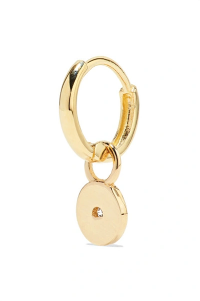 Shop Alison Lou Huggy 14-karat Gold, Diamond And Enamel Hoop Earring