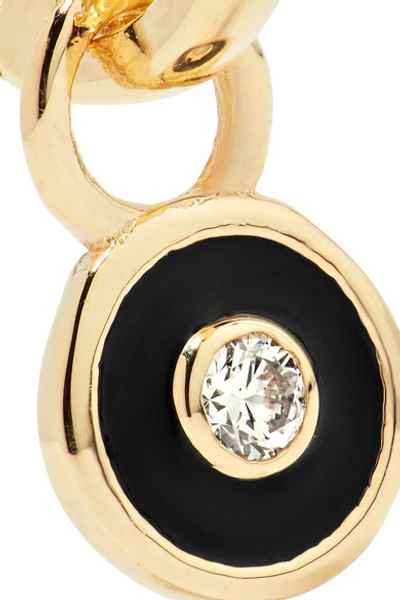 Shop Alison Lou Huggy 14-karat Gold, Diamond And Enamel Hoop Earring