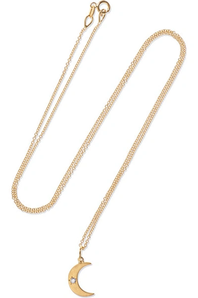 Shop Andrea Fohrman Crescent Moon 18-karat Gold Diamond Necklace