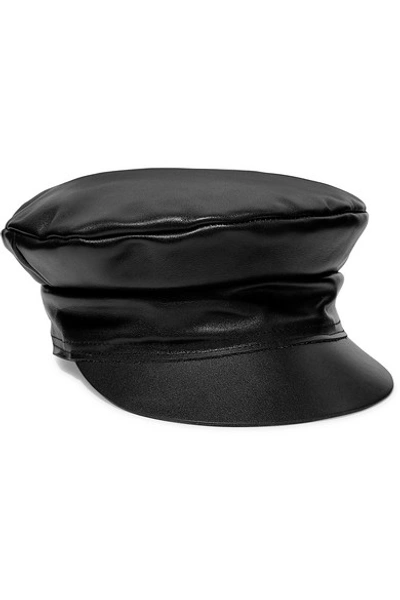 Shop Lack Of Color Biker Leather Cap In Black