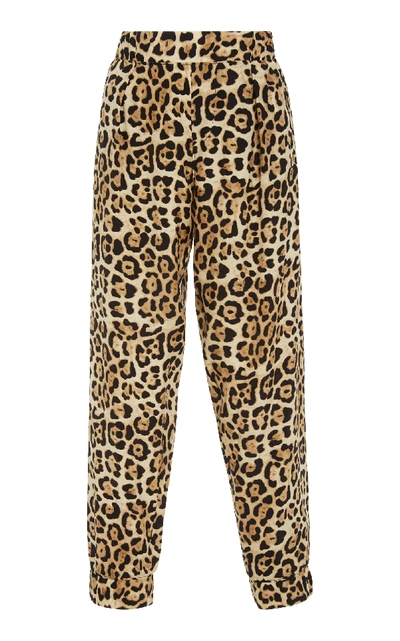 Shop Atm Anthony Thomas Melillo Leopard-print Silk-charmeuse Track Pants In Animal