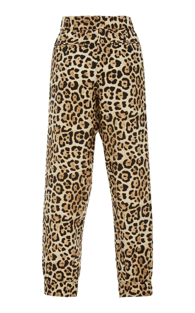Shop Atm Anthony Thomas Melillo Leopard-print Silk-charmeuse Track Pants In Animal