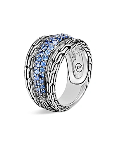 Shop John Hardy Sterling Silver Classic Chain Blue Sapphire Ring In Blue/silver