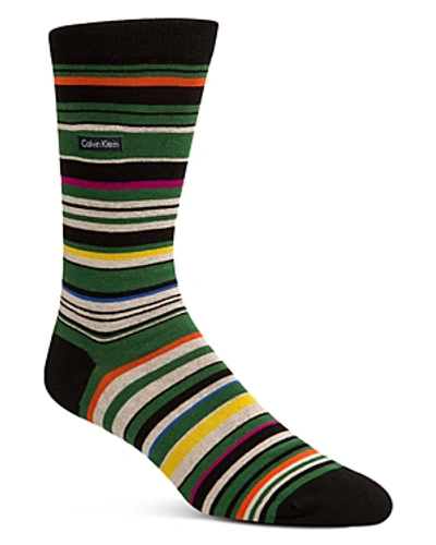 Shop Calvin Klein Barcode Multistripe Socks In Black/green Multi