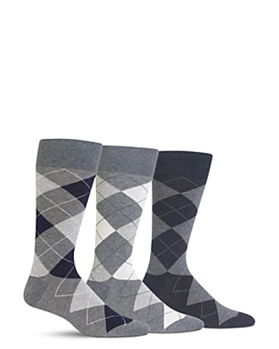 Shop Polo Ralph Lauren Argyle Socks, Pack Of 3 In Gray Assorted