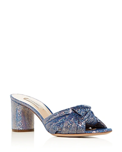 Shop Casadei Women's Glitter Block-heel Slide Sandals In Blue