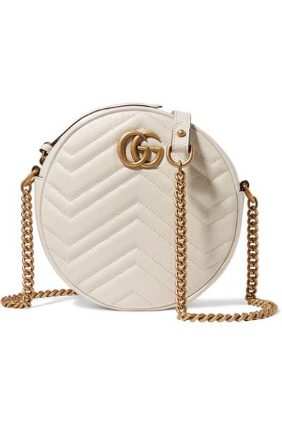 Shop Gucci Gg Marmont Circle Quilted Leather Shoulder Bag In White