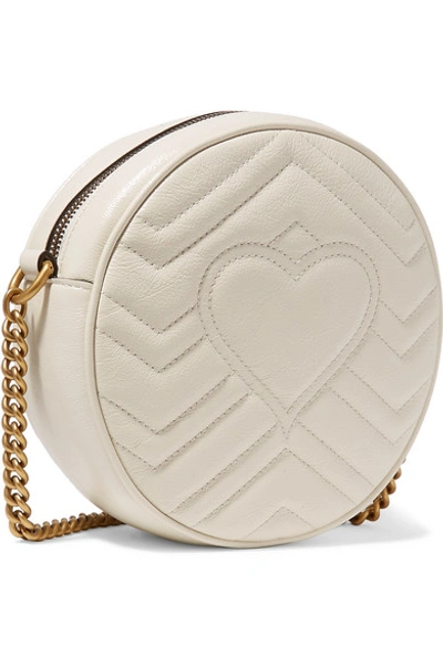 Shop Gucci Gg Marmont Circle Quilted Leather Shoulder Bag In White