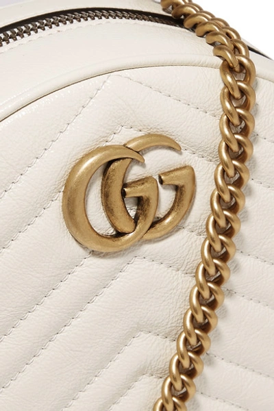 Shop Gucci Gg Marmont Circle Quilted Leather Shoulder Bag In White