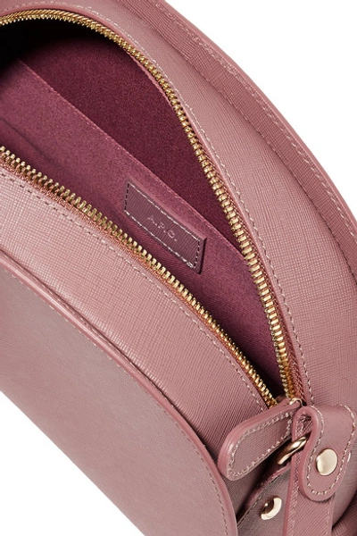 Shop Apc Demi-lune Textured-leather Shoulder Bag In Antique Rose