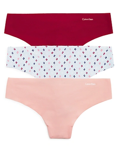 Shop Calvin Klein Invisibles Thongs, Set Of 3 In Maggie/diamonds/lillet