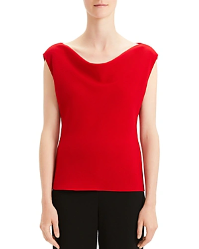 Shop Theory Draped Boat-neck Crepe Top In Peppercorn