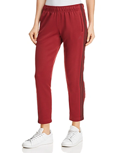 Shop Adidas Originals Side-snap Ankle Track Pants In Medium Red