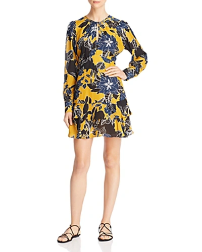 Shop Parker Hayley Floral Print Keyhole Dress In Canary Gianna