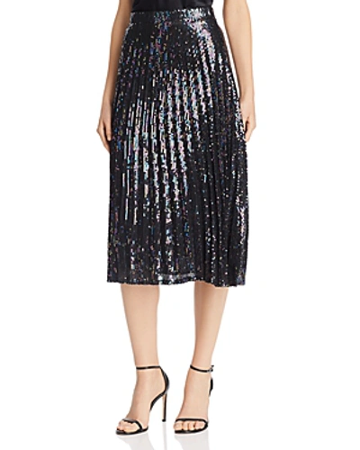 Shop Parker Citrine Sequined Pleated Midi Skirt In Petrol
