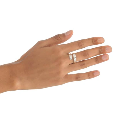 Shop Ekria Duo Spiral Ring Shiny White Gold