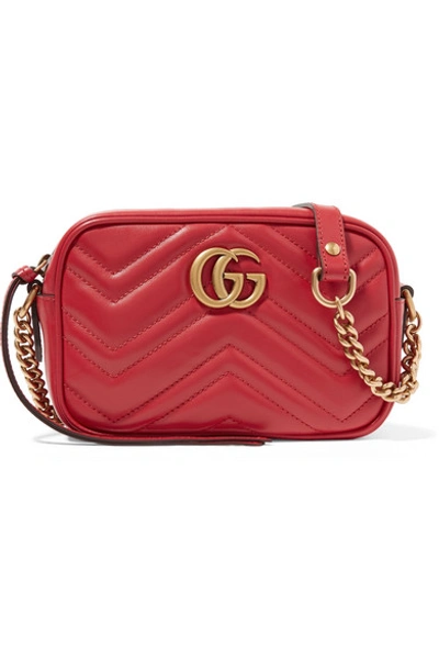 Shop Gucci Gg Marmont Camera Mini Quilted Leather Shoulder Bag