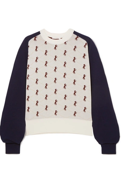 Shop Chloé Studded Jacquard-knit Sweater In Ivory