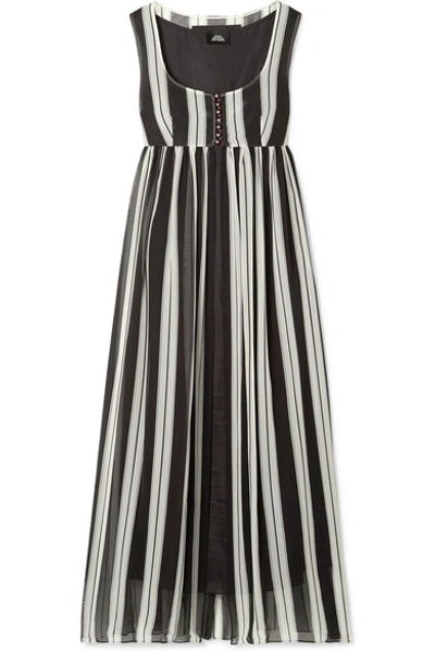 Shop Marc Jacobs Striped Silk-georgette Maxi Dress In Black